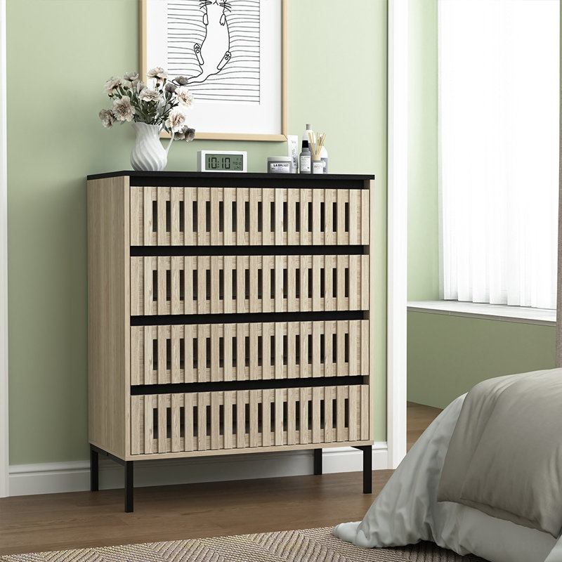 Grille Style 4-Drawer Vertical Chest