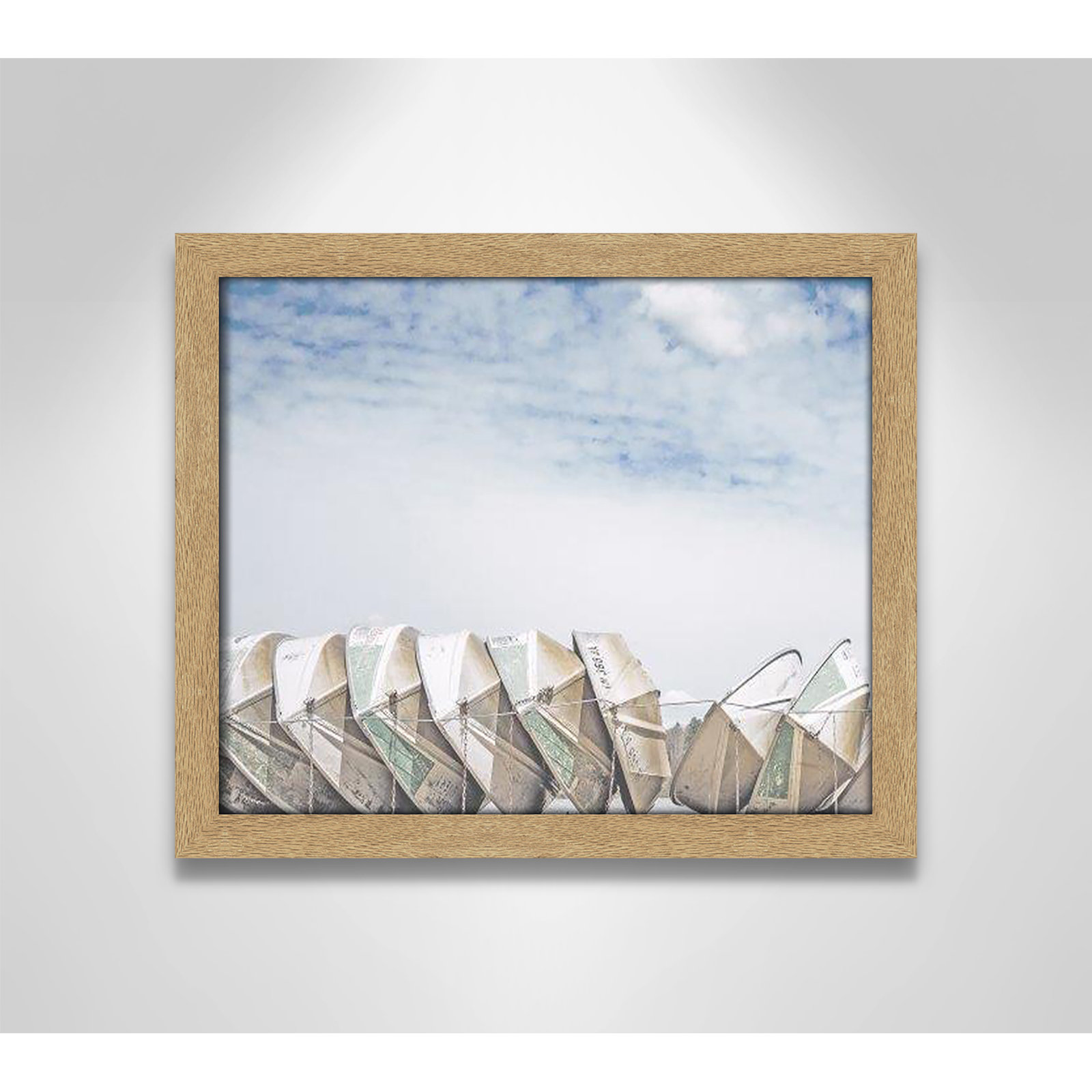 Hennecy "Wooden Boats" Print by Leah Straatsma, 13" H x 15" W x 1.25" D, Natural