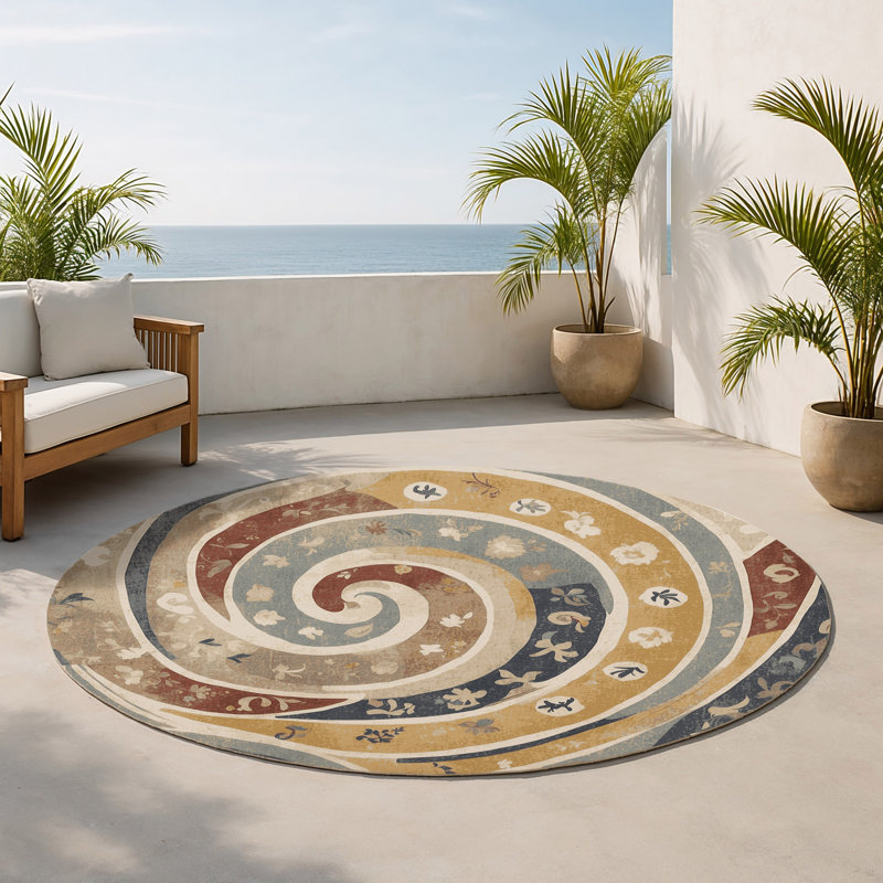 Tapis intérieur et extérieur Spiried Dash, Rond 5 pi
