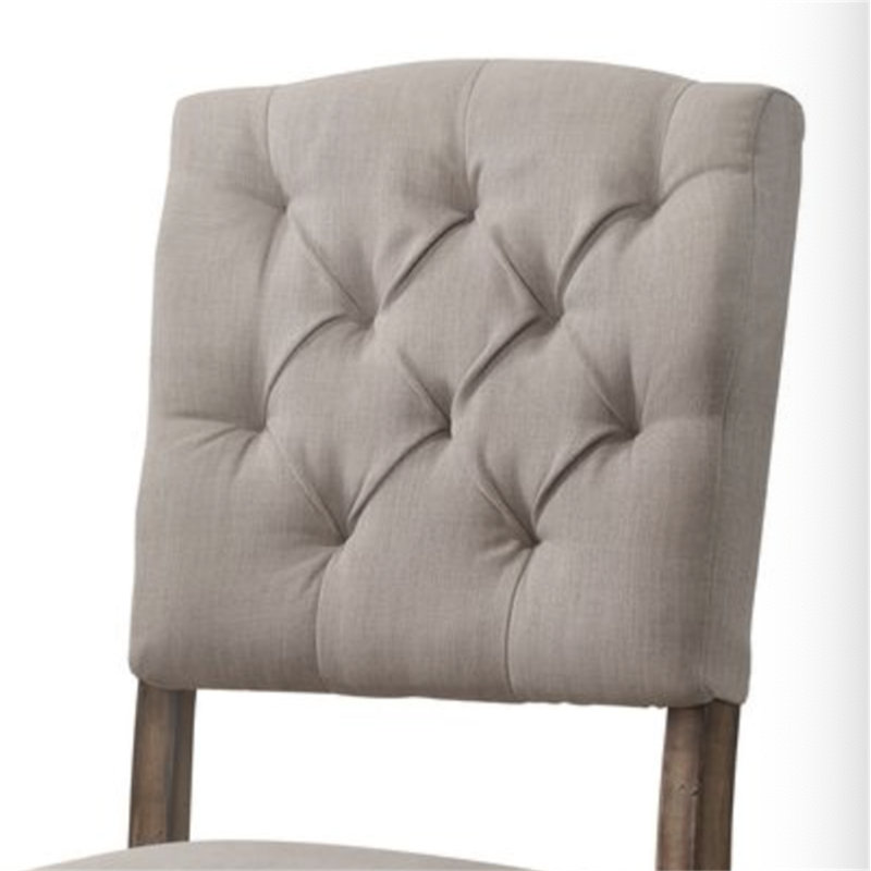 Ensemble de 2 chaises d'appoint en lin beige et chêne vieilli Bernard, Chêne