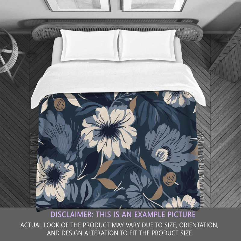 Machine Printed Comforter, Twin Comforter, Gray/Navy Floral