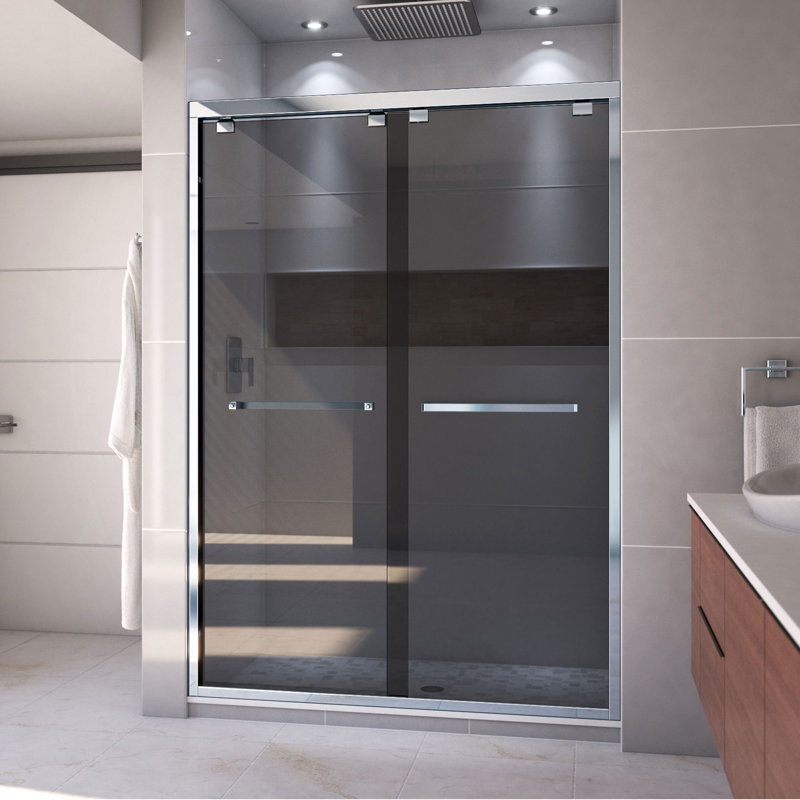 Porte de douche à dérivation sans cadre avec technologie ClearMax ™ Encore 50 "x H 76" Encore, Transparent, Chrome