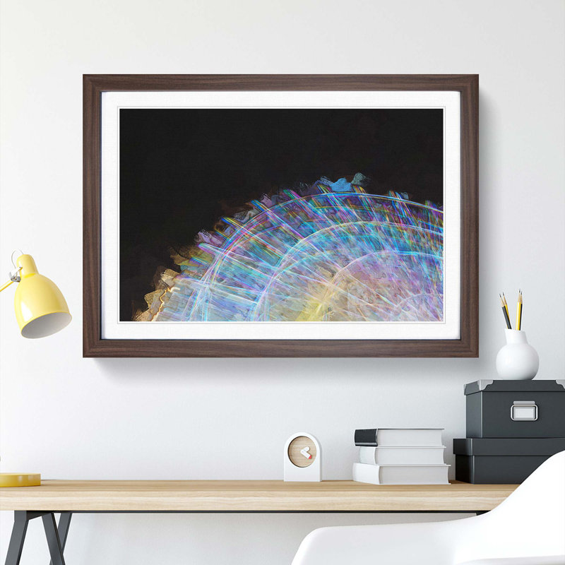 Lights of the Ferris Wheel in Abstract - Picture Frame Painting Print, 62cm H x 87cm W x 2cm D, Walnut Framed
