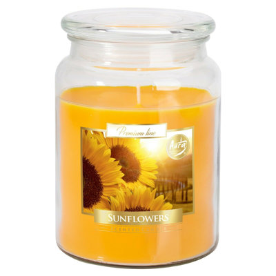 Sunflower Scented Jar Candle with Glass Holder