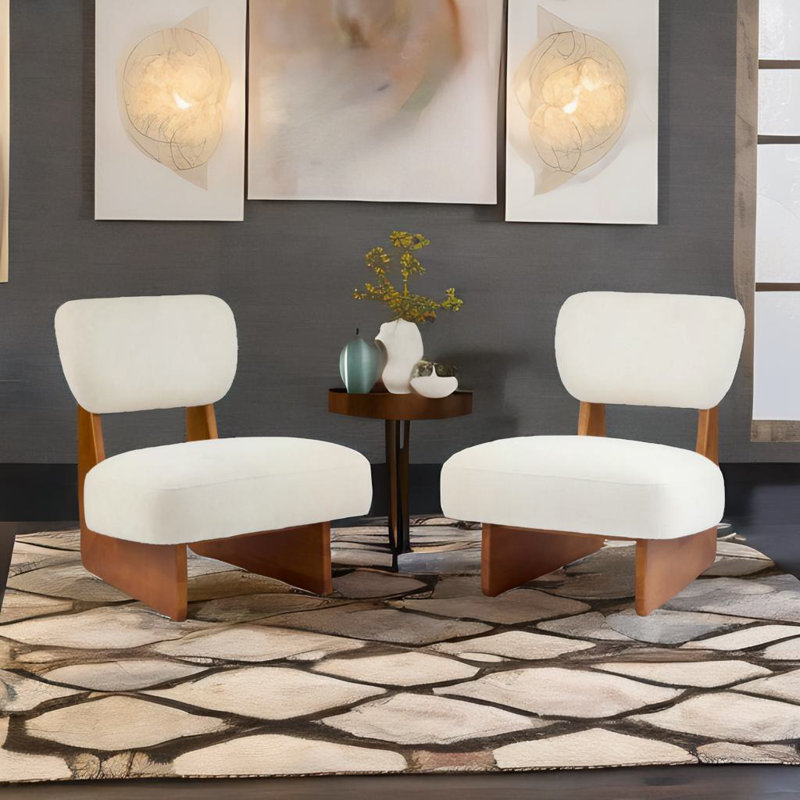 Ensemble de 2 chaises longues, Beige, Bois naturel