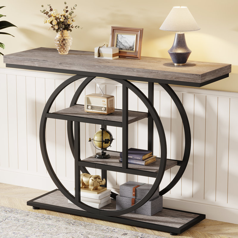 Nazirah 41.3'' Console Table, Gray, Black
