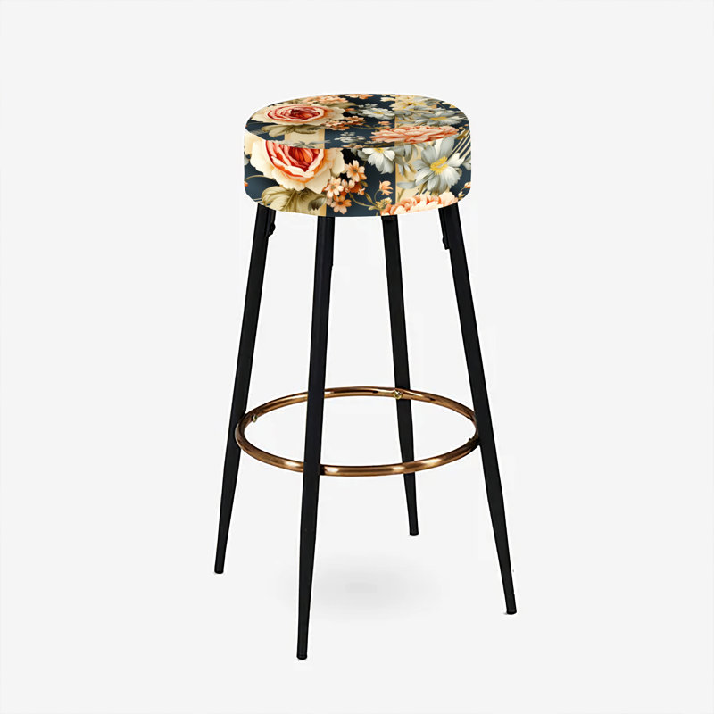 Ensemble de 2 tabourets de bar rayés Peach and Blue Chic Elegance