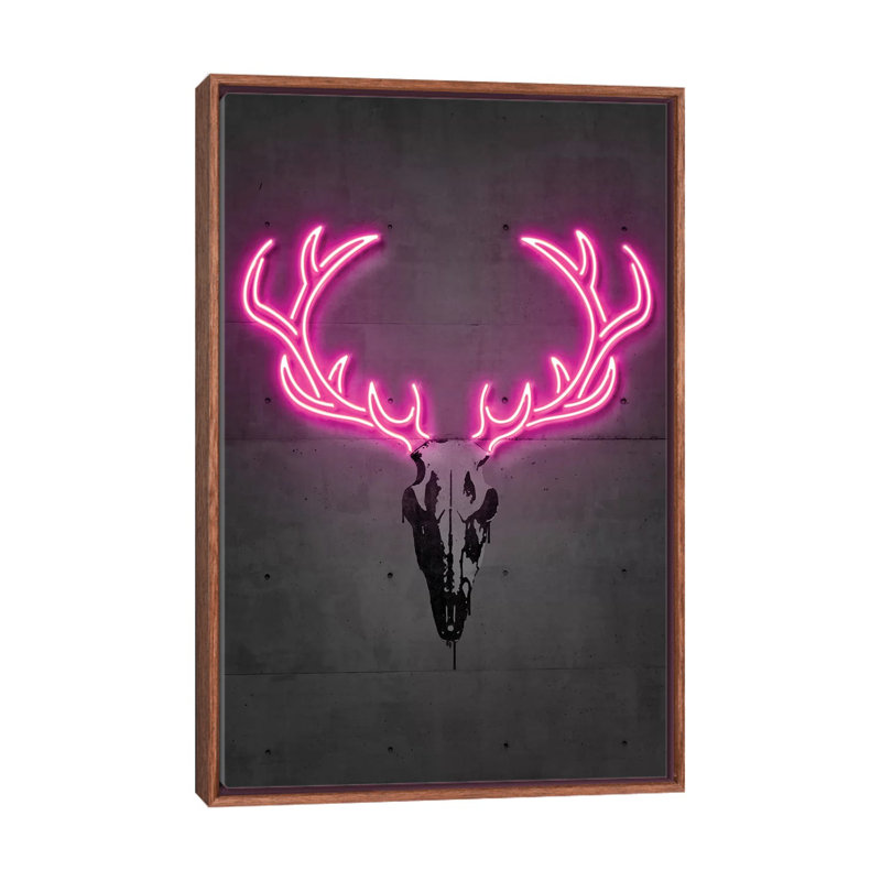 « Deer Skull » par octave Mielu-impression d’art graphique, Pas de tapis, H 26 po x l 18 po x 1,5 po, Cadre bois classique