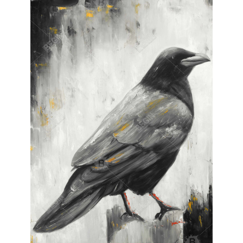 Corbeau - Toile pour chambre à coucher animaux | Reproduction d'art