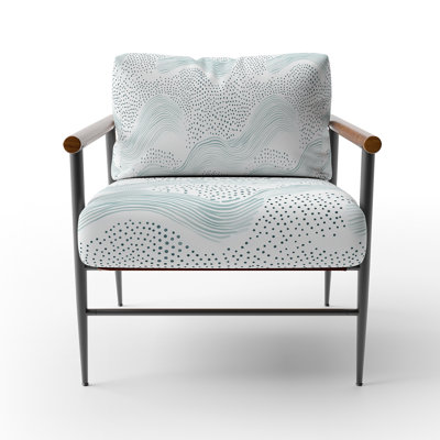 Coastal Upholstered Chair - Dotted Wave BlueSage Blue Arm Chair