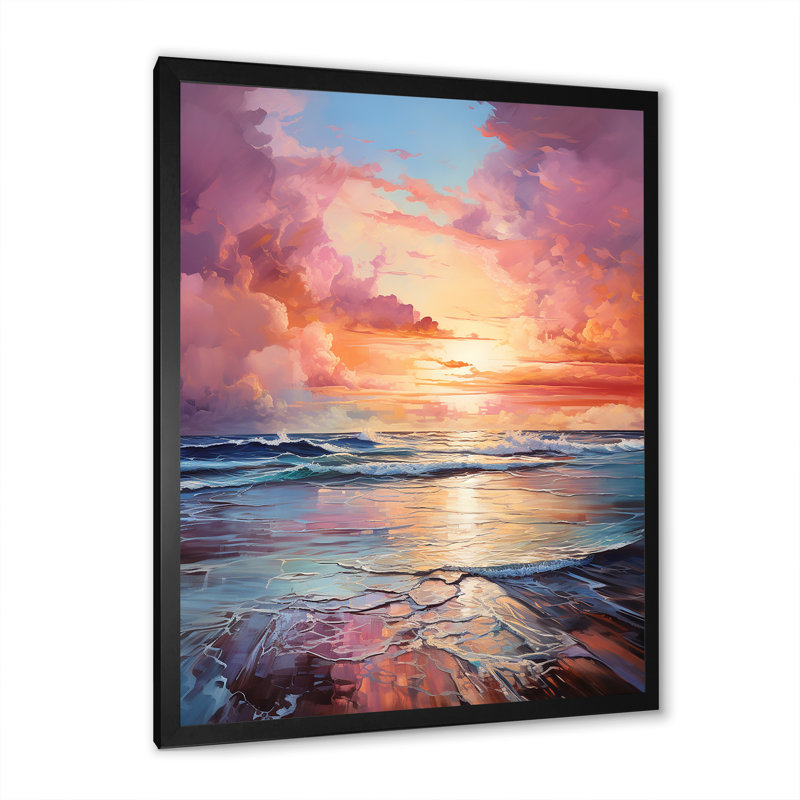 Au-delà du coucher de soleil I sur toile, Cadre simple noir, H 20 po x l 12 po x P 1 po