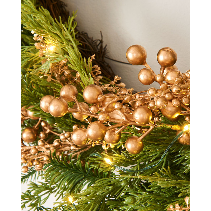 Pre-Lit Berry Mixed Tip Wreath