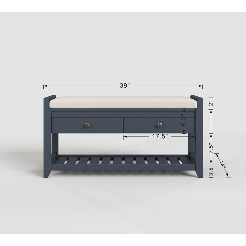 Walpurga Han 2-in-1 Entryway Shoe Storage Bench with Drawers, Blue