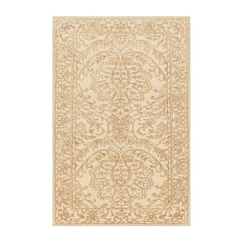 Tapis décoratif beige oriental Ellice, Rectangle 7 pi x 10 pi