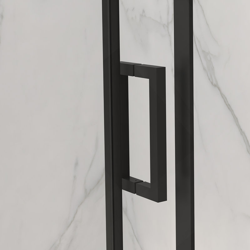 56-60"W X 72"H Frameless Sliding Shower Door,5/16" (8Mm) Thick SGCC Tempered Clear Glass,Double Side Easy Clean Coat, Matte Black Finished With Buffer