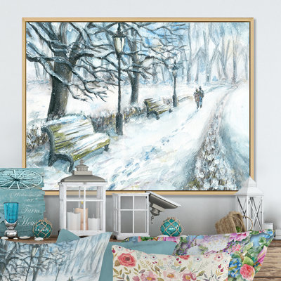 Winter Park At Christmas - reproduction de cadre flottant sur toile
