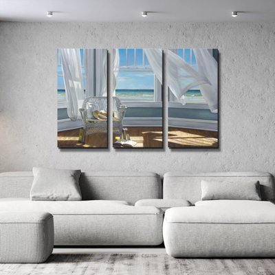 'Gentle Reader' By Karen Hollingsworth Triptych Wall Art, 36" x 24"