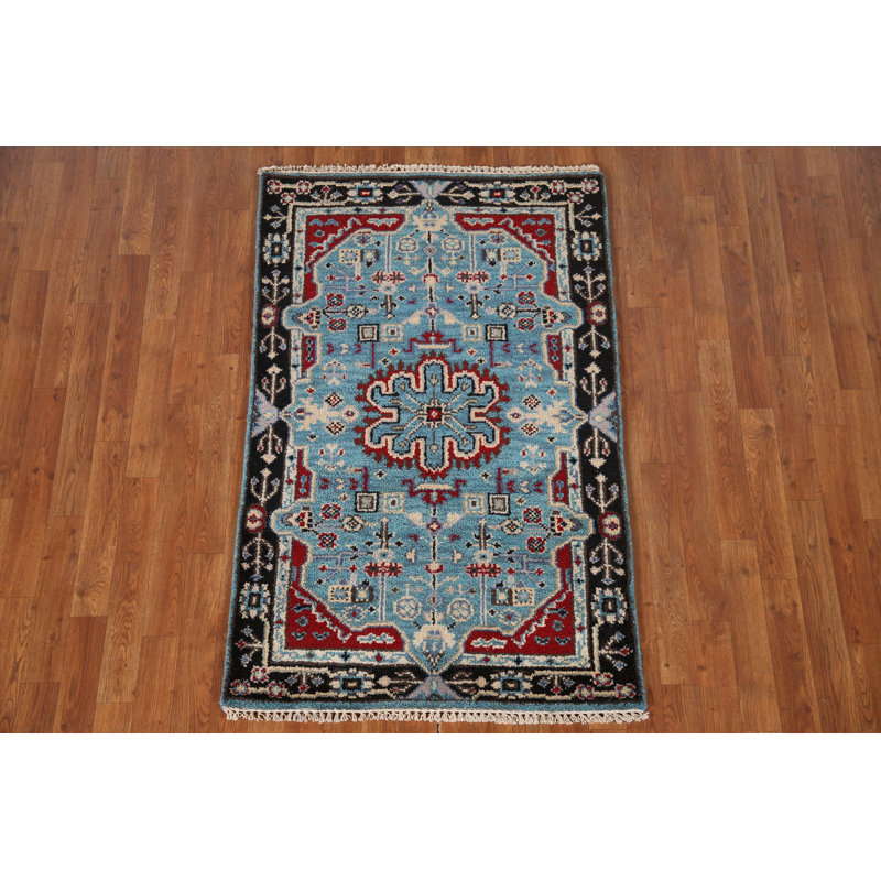 Tapis décoratif bleu traditionnel indien 3 x 5