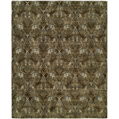 Wool Floral Area Rug in Brown