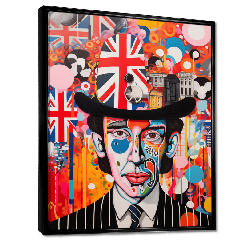 London London Pop Art Man Portrait - City London Wall Ar, impression d'art mural, Cadre flottant noir
