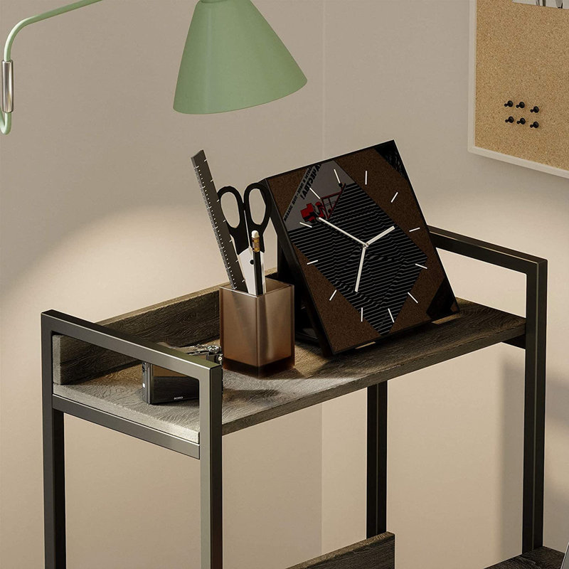 Gray Wood Computer Desk with Headphone Hook