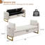 Banc de rangement pour chambre en velours de 66 po avec pieds dorés et 2 coussins-357990912-339486420