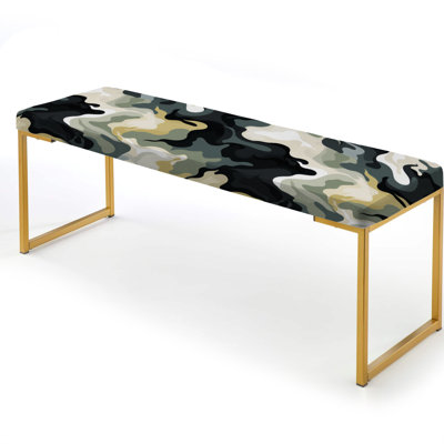 Industrial Edge - Camouflage Upholstered Gold Bench
