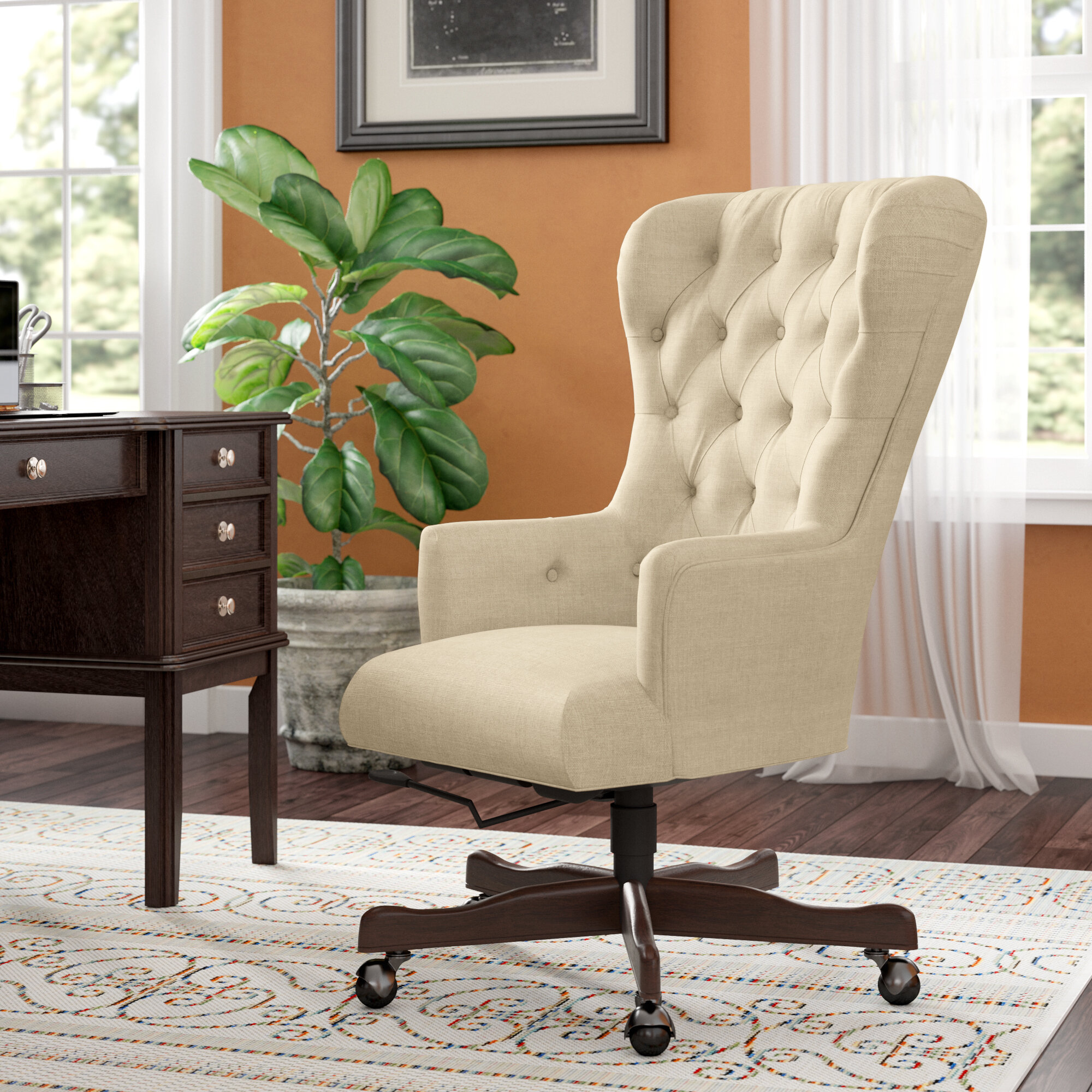 Larkin upholstered swivel online armchair