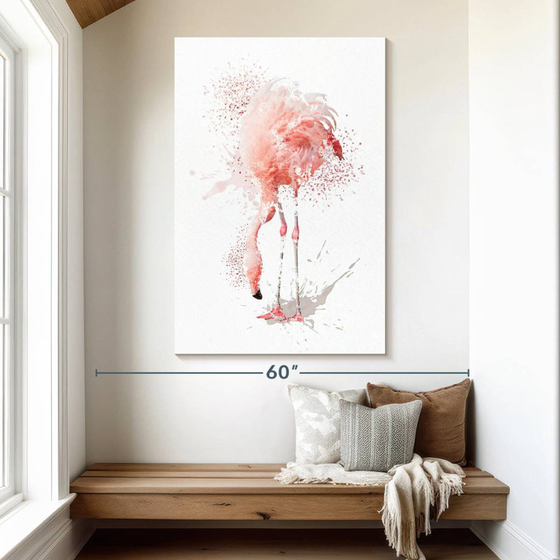 Brampt accroupi à l'aquarelle Flamingo, H 51 po x l 34 po