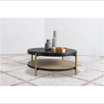 Round Coffee Table with Storage Shelf