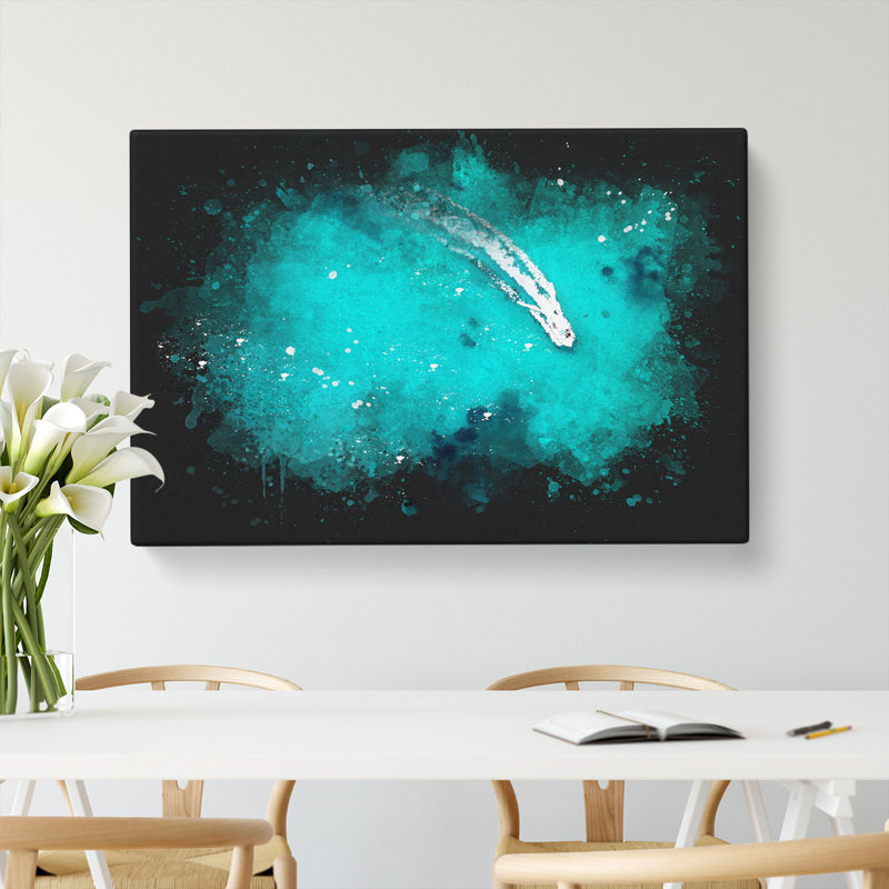 Boat Passing Over The Ocean In Corfu Greece - Wrapped Canvas, 50cm H x 76cm W x 3cm D