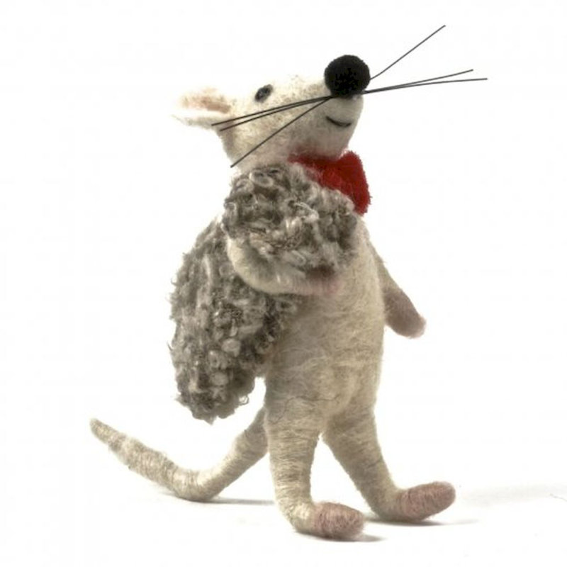 Figurine en feutre mouse in écharpe