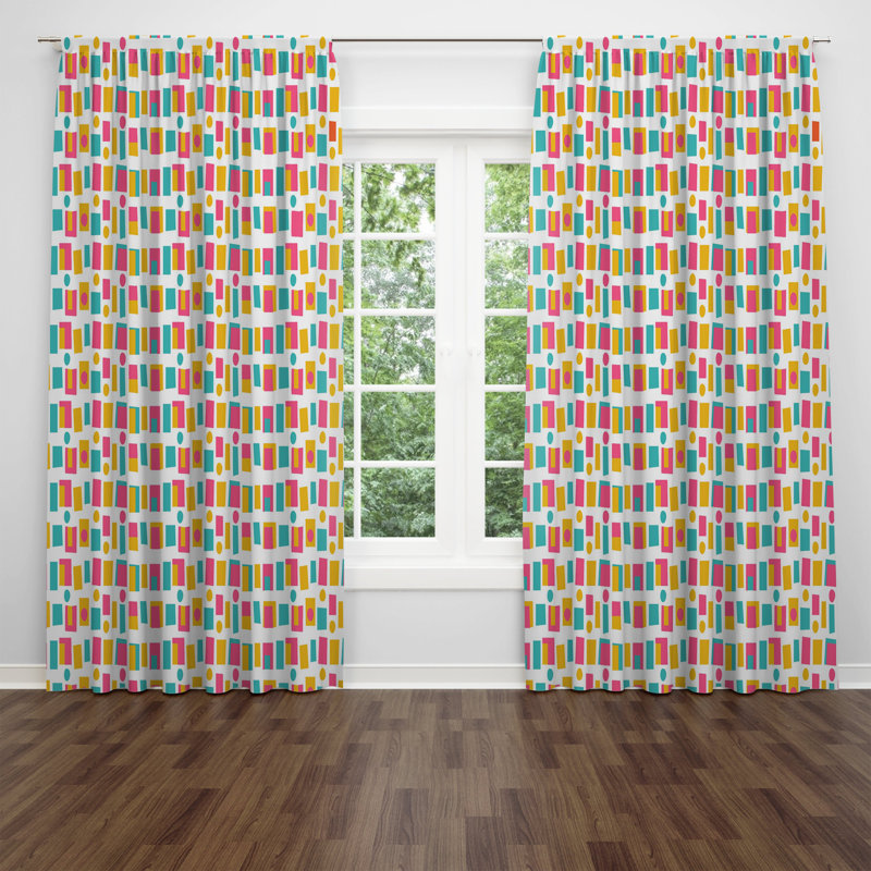 Panneaux de rideaux géométriques semi-transparents, l 40 po x L 61 po