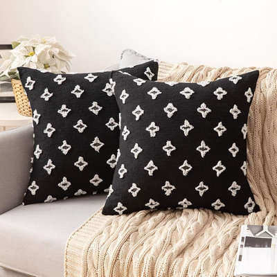 (Couvertures seulement) Ensemble de deux housses de coussin brodées en diamant blanc