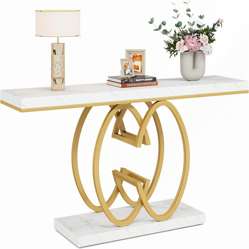 55" Long Faux Marble Console Table