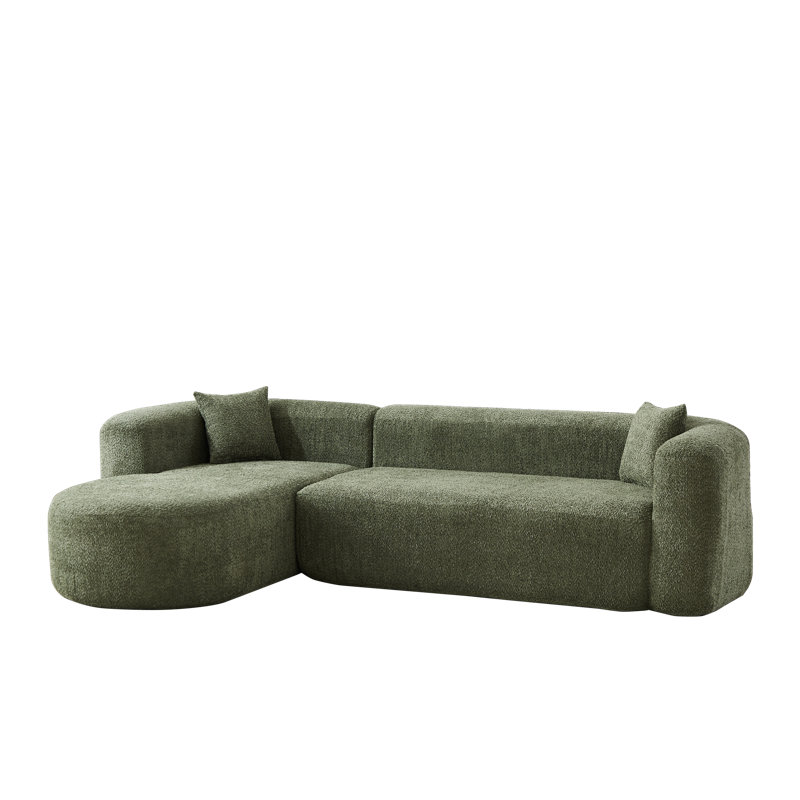 Comfortable Modern Sectionals With Green Fabric, Spacious Design For Living Room Apartment