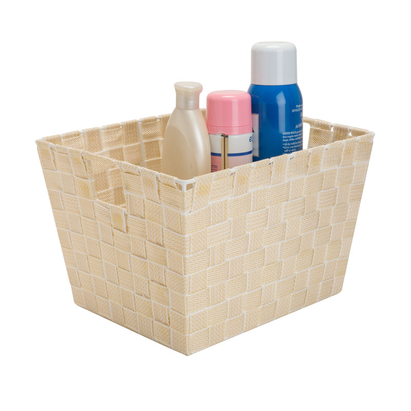 Medium Black and Silver Polypropylene Rectangular Storage Basket