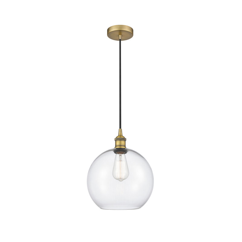 Ralph 1 - Light Sphere Pendant, 12.75" H x 10" W x 10" D, Clear, Brushed Brass