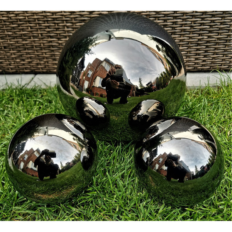 Davant Stainless Steel Gazing Ball, 25cm H x 25cm W x 25cm D, Black polish