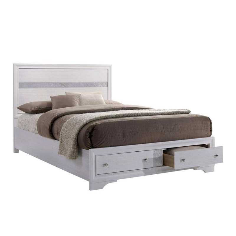 Tête de lit contemporaine à très grand lit à panneau blanc avec tiroir pour chambre à coucher moderne et support de rangement
