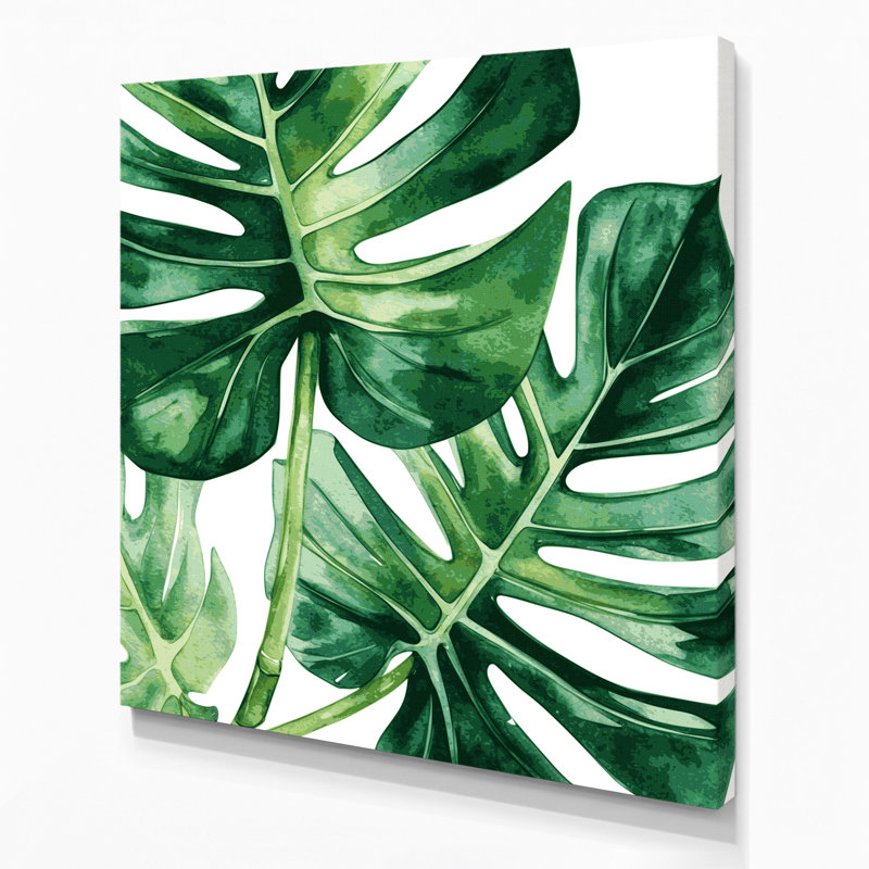 Aquarelle botanique 40, art mural sur toile verte, H 16 po x l 16 po