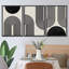 «Spiral Parabolas & Solid Semi Circle Modern Neutral», impression sur toile encadrée sur toile, 3 pièces-1421247154-1421247159