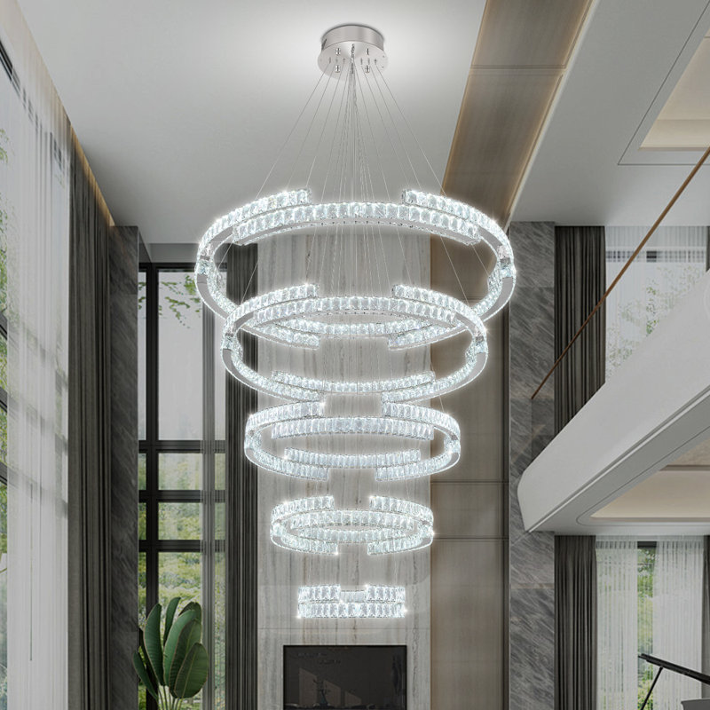 Lustre en cristal argenté à 5 couches D47 "x H118" 2700k - 6000k