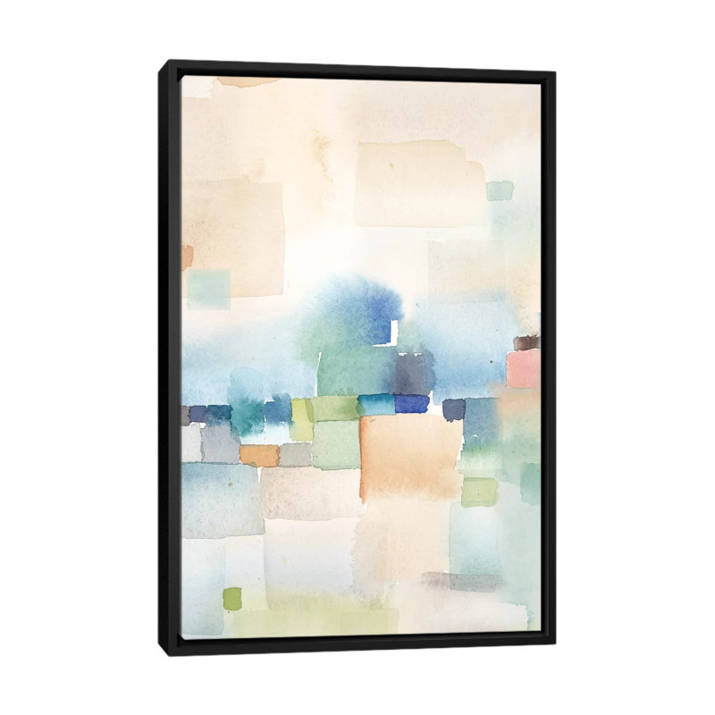 « bleu », reproduction d’art abstraite ii sur toile, H 26 po x l 18 po x P 1,5 po, Toile avec cadre noir, Pas de tapis