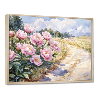 Pe pivoines le long de la ferme, entrée I - pivoines, reproduction sur toile encadrée