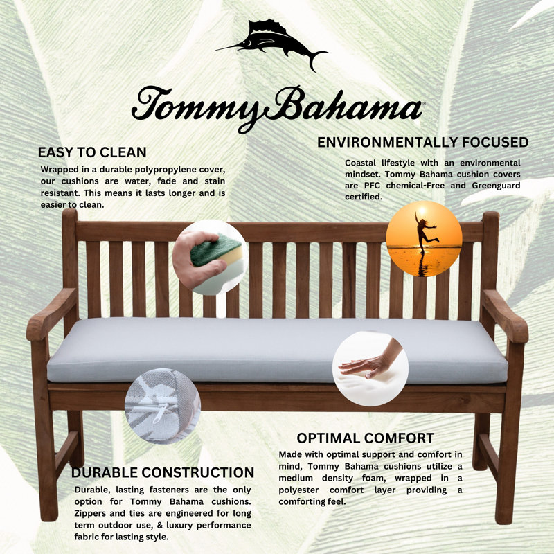 TB Bench Outdoor Cushion, Bamboo Bay Cloud, 50"W x 19"L