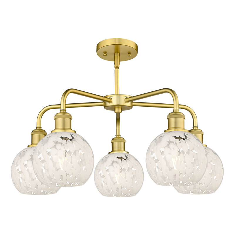 Bellagrace 5 - Light Dimmable Globe Chandelier, Satin Gold, 13.5" H x 24" W x 24" D