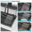 Évier de cuisine noir Gunmetal, cascade, bol simple multifonction, acier inoxydable de calibre 16, poste de travail à rebord, montage par le haut | Idée de cadeau