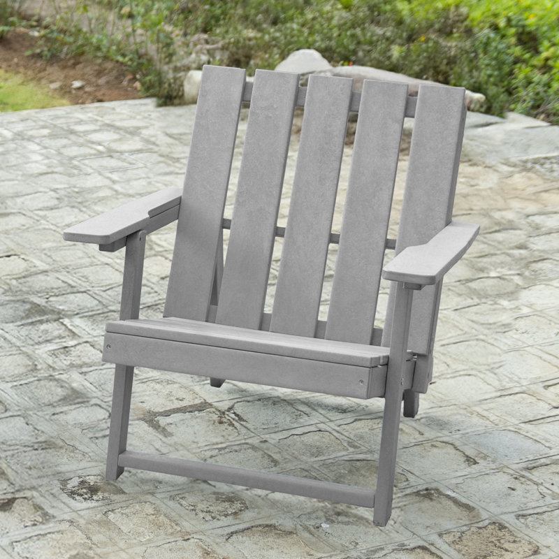 Amalfi Folding HDPE Outdoor Adirondack Chair, Gray