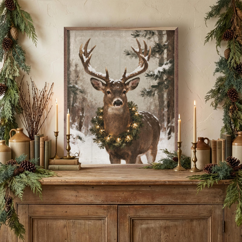 Whitetail Holiday Deer Portrait, H 40 po x l 32 po